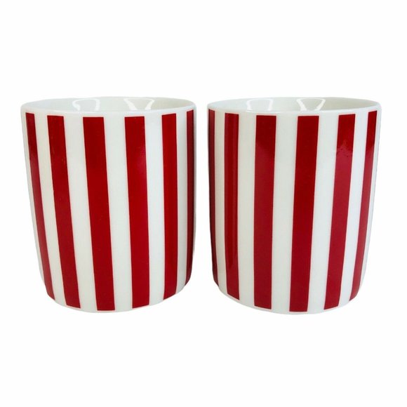 2 Temptations By Tara Red & White Stripe Mugs Christmas Holiday Candy Cane Cup - Picture 2 of 8
